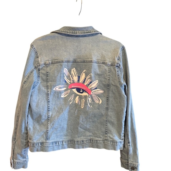 Nordstrom X Cristina Martinez Eye Motif Light Wash Denim Jacket Size S. y2k - Picture 6 of 6